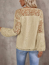 Load image into Gallery viewer, Lace Tie Neck Long Sleeve Blouse
