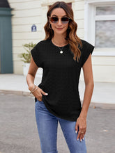 Load image into Gallery viewer, Textured Round Neck Cap Sleeve T-Shirt
