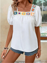 Load image into Gallery viewer, Crochet Square Neck Short Sleeve Blouse
