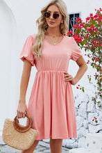 Load image into Gallery viewer, V-Neck Balloon Short Sleeve Dress
