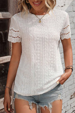 Load image into Gallery viewer, Eyelet Round Neck Short Sleeve Top
