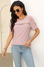 Load image into Gallery viewer, Eyelet Round Neck Short Sleeve T-Shirt
