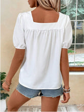 Load image into Gallery viewer, Crochet Square Neck Short Sleeve Blouse
