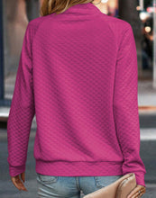 Load image into Gallery viewer, Rose Quilted Button Neck Sweatshirt
