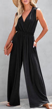 Load image into Gallery viewer, Black V-Neck Pleated Wide Leg Jumpsuit

