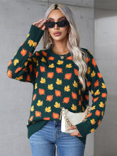 Load image into Gallery viewer, Angel Wings Maple Leaf Round Neck Long Sleeve Sweater
