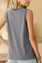 Load image into Gallery viewer, Grey Contrast Trim V-Neck Tank
