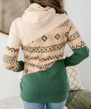 Load image into Gallery viewer, Green Geometric Patchwork Hoodie
