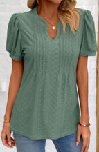 Load image into Gallery viewer, Green Eyelet V-Neck Top
