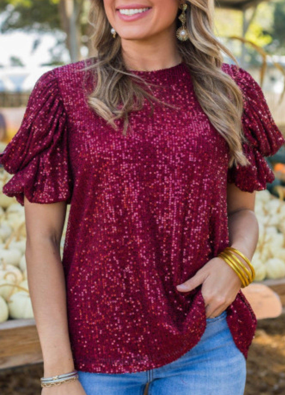 Red Sequined Top
