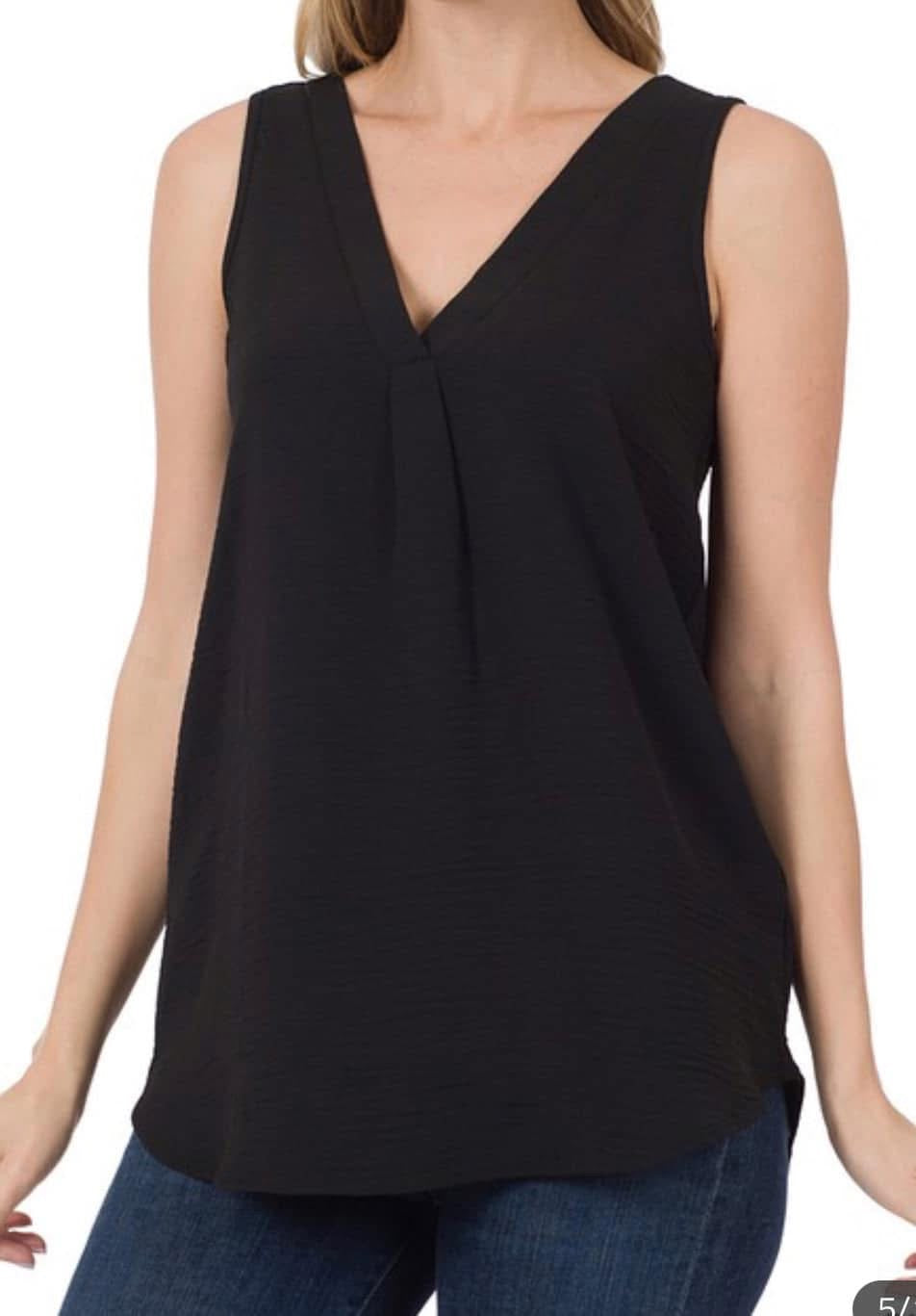 Stretchy Crepe V-Neck Tank