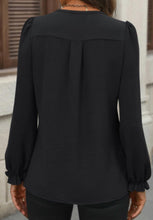 Load image into Gallery viewer, V-Neck Pleated Long Sleeve Blouse
