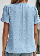 Load image into Gallery viewer, Baby Blue Petal Sleeve Swiss Dot Blouse
