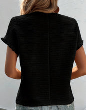 Load image into Gallery viewer, Black Textured Frill Cuff Top
