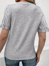 Load image into Gallery viewer, Grey Ribbed Sleeve Soft T-Shirt
