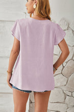 Load image into Gallery viewer, Ruched V-Neck Flounce Sleeve Blouse
