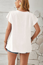 Load image into Gallery viewer, Ruched V-Neck Flounce Sleeve Blouse
