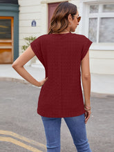 Load image into Gallery viewer, Textured Round Neck Cap Sleeve T-Shirt
