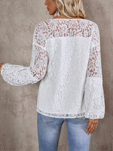 Load image into Gallery viewer, Lace Tie Neck Long Sleeve Blouse
