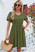 Load image into Gallery viewer, V-Neck Balloon Short Sleeve Dress
