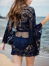 Load image into Gallery viewer, Lace V-Neck Three-Quarter Sleeve Cover Up
