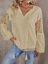 Load image into Gallery viewer, Lace Tie Neck Long Sleeve Blouse
