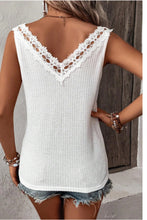 Load image into Gallery viewer, Lace Detail Textured V-Neck Tank
