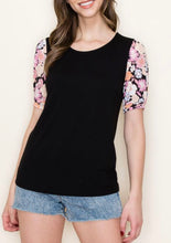 Load image into Gallery viewer, Black Floral Sleeve Top
