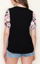 Load image into Gallery viewer, Black Floral Sleeve Top
