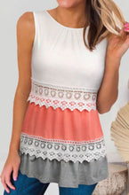 Load image into Gallery viewer, White Crochet Lace Color Block Tank
