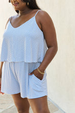 Load image into Gallery viewer, Culture Code Let It Happen Double Flare Striped Romper in Cobalt Blue

