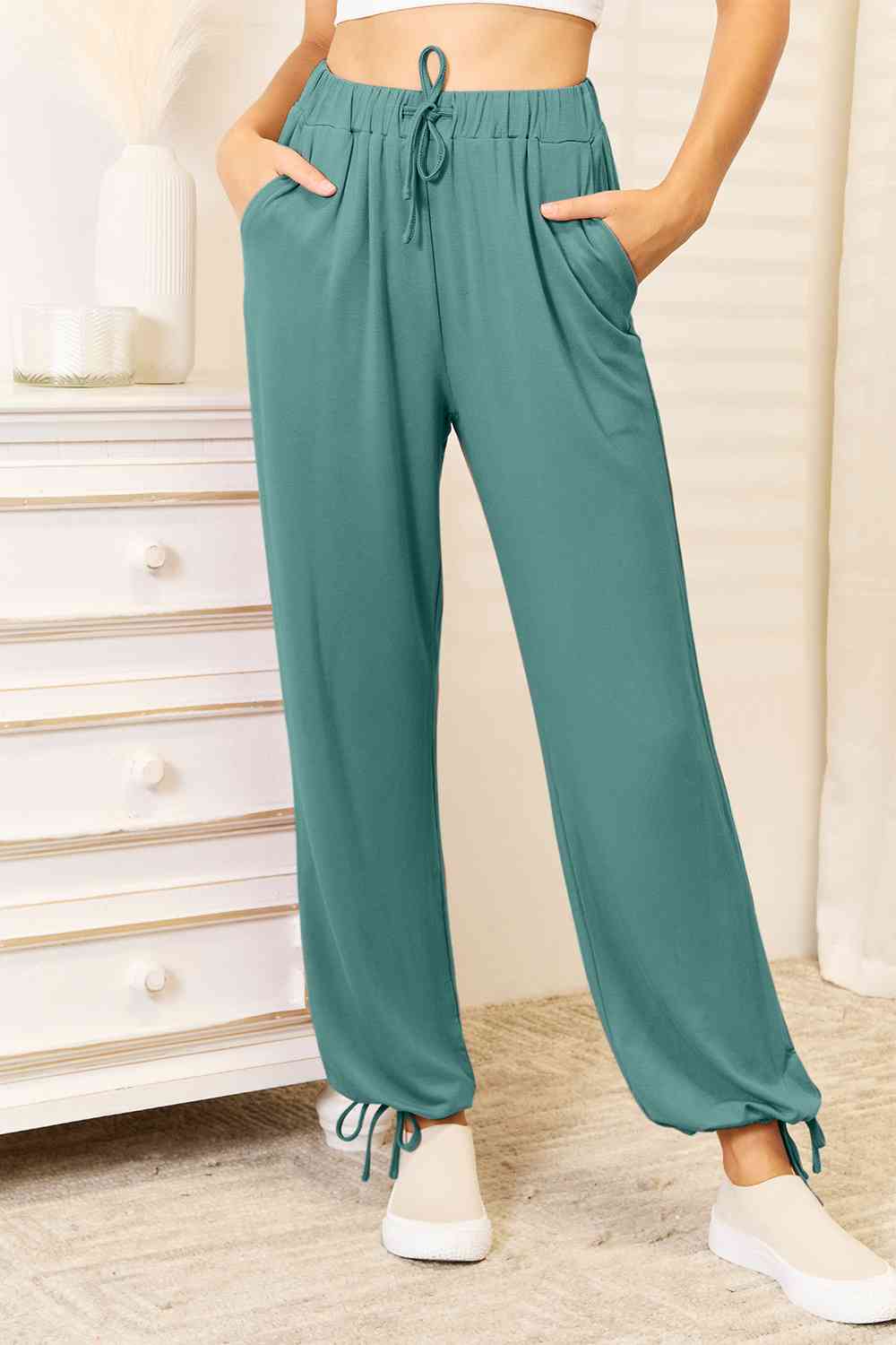 Basic Bae Soft Rayon Drawstring Waist Pants with Pockets