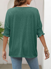 Load image into Gallery viewer, Smocked Flounce Sleeve Round Neck T-Shirt
