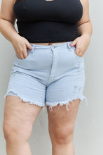 Load image into Gallery viewer, RISEN Katie High Waisted Distressed Shorts in Ice Blue
