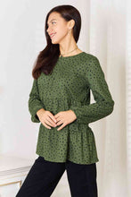 Load image into Gallery viewer, Heimish Full Size Long Puff Sleeve Polka Tiered Top
