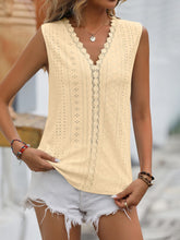 Load image into Gallery viewer, Spliced Lace V-Neck Sleeveless Tank
