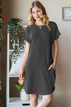 Load image into Gallery viewer, Heimish Ribbed Round Neck Short Sleeve Tee Dress
