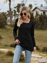 Load image into Gallery viewer, Ribbed Square Neck Long Sleeve Tee
