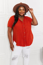 Load image into Gallery viewer, Zenana Summer Breeze Gauze Short Sleeve Shirt in Copper
