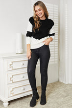 Load image into Gallery viewer, Double Take Two-Tone Openwork Rib-Knit Sweater
