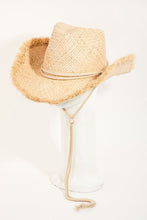 Load image into Gallery viewer, Fame Adjustable Strap Raw Hem Weave Hat
