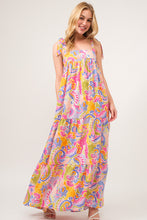 Load image into Gallery viewer, And The Why Printed Tie Shoulder Tiered Maxi Dress
