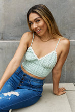 Load image into Gallery viewer, Leto Gingham Daisy Trim Smocked Bustier in Sage
