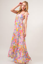 Load image into Gallery viewer, And The Why Printed Tie Shoulder Tiered Maxi Dress
