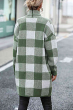 Load image into Gallery viewer, Plaid Dropped Shoulder Cardigan with Pocket

