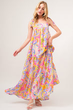 Load image into Gallery viewer, And The Why Printed Tie Shoulder Tiered Maxi Dress
