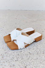 Load image into Gallery viewer, Weeboo Step Into Summer Criss Cross Wooden Clog Mule in White
