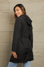 Load image into Gallery viewer, Double Take Drawstring Hooded Longline Jacket
