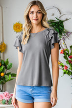Load image into Gallery viewer, Layered Flutter Sleeve Round Neck Top
