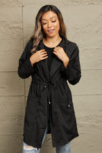 Load image into Gallery viewer, Double Take Drawstring Hooded Longline Jacket
